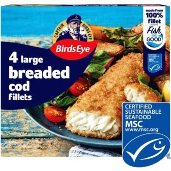 Birds Eye 4 Large Breaded Cod Fillets (440g)