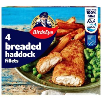 Birds Eye 4 Large Breaded Haddock Fish Fillets (400g)