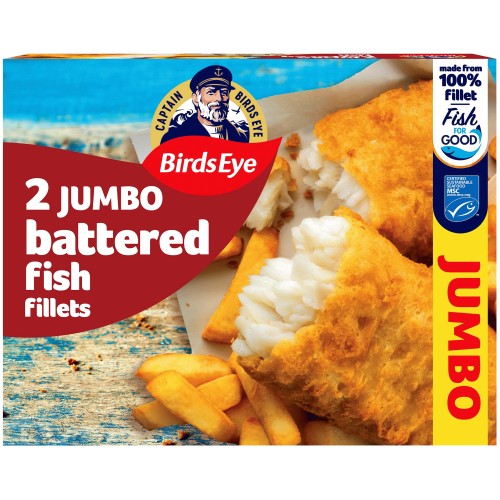 Birds Eye Jumbo Battered Fish Fillets (2 x 400g)