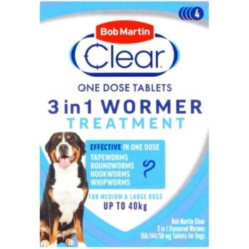 Bob Martin Clear 3 In 1 Wormer Tablets for Dogs (4 x 80g)