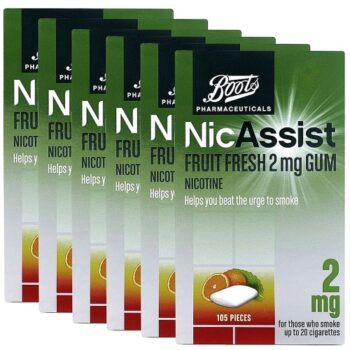 Boots NicAssist Fruit Fresh 2 mg Gum Bundle (6x105)