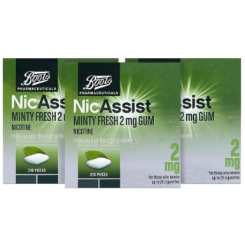 Boots NicAssist Minty Fresh 2 mg Gum Bundle (3x210)