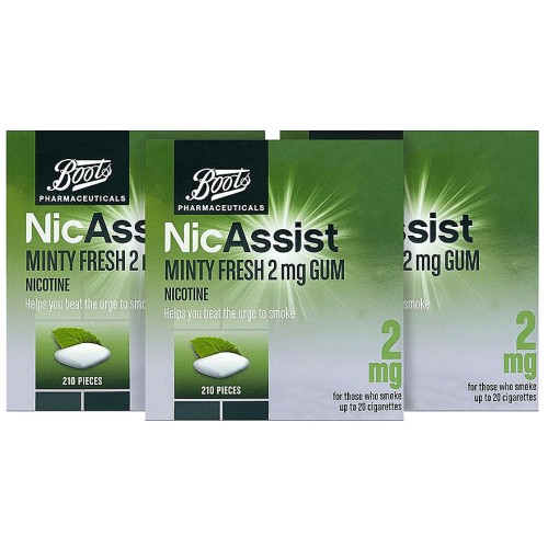 Boots NicAssist Minty Fresh 2 mg Gum Bundle (3x210)