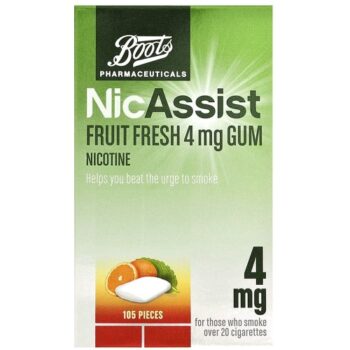 Boots Pharmaceuticals NicAssist Fruit Fresh Gum- (105 x 4mg)