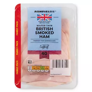British Wafer Thin Smoked Ham Family Pack 40 Slices