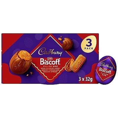 Cadbury Biscoff Filled Chocolate Egg Multipack (3 x 96g, 32g)