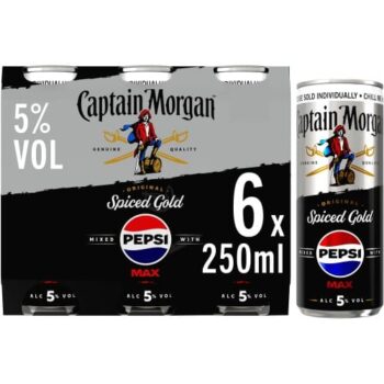 Captain Morgan Original Spiced Gold and Pepsi MAX Pre-mix 5% vol can (6 x 250ml)