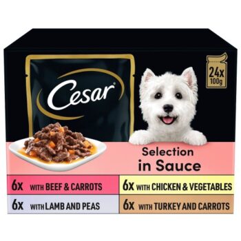 Cesar Deliciously Fresh Dog Food Pouches Mixed Selection in Sauce 24x24x100 (24 x 100g)