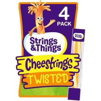 Cheestrings Twisted Cheese Snack (4 x 80g, 20g)