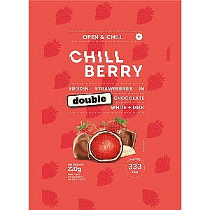 Chill Berry Frozen Strawberries in Double Chocolate White + Milk (220g)