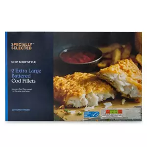 Chip Shop Style Extra Large Battered Cod Fillets 2 Pack