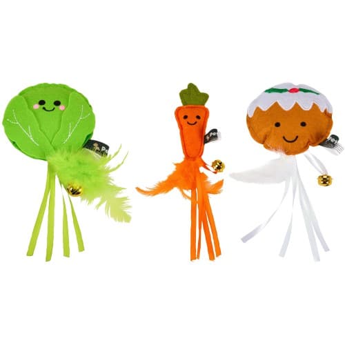 CHRISTMAS FELT CAT TOYS SPROUT CARROT AND PUDDING