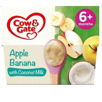Cow & Gate Apple Banana with Coconut Milk Baby Food Pot 6 Months (4 x 95g)
