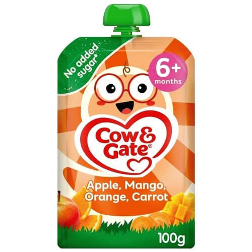 Cow & Gate Fruit Pouch Apple Mango Orange & Carrot Baby Food 6 Months (100g)