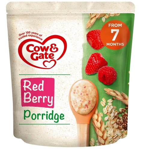 Cow & Gate Red Berry Wholegrain Porridge Baby Cereal 7+ Months with Spelt From Onwards (200g)