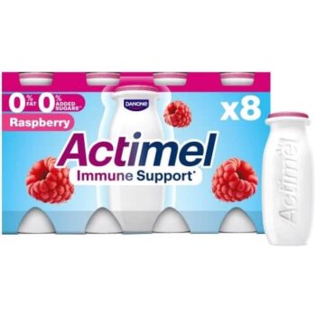 Danone Actimel Raspberry 0% Fat Added Sugar Free Yogurt Drink (8 x 100g)