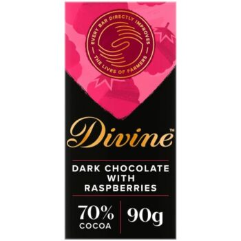 Divine 70% Dark Chocolate with Raspberry (90g)