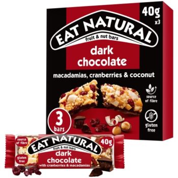 Eat Natural Dark Chocolate Cranberries & Macadamias Multipack 3 Bars (3 x 40g)