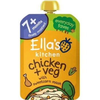 Ella's Kitchen Organic Chicken & Veg Baby Food Pouch 7+ Months with Sweetcorn Mash & Creamy Herb (130g)