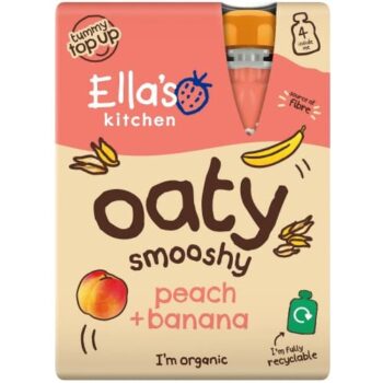 Ella's Kitchen Organic Peach & Banana Oaty Smooshy 12+ Months (4 x 90g)