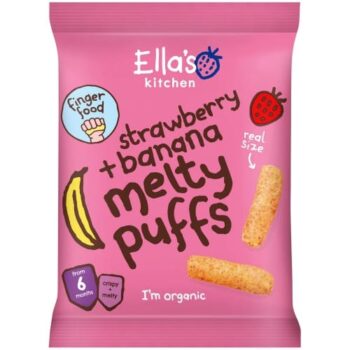 Ella's Kitchen Organic Strawberry & Banana Melty Puffs Baby Snack 6+ Months (20g)