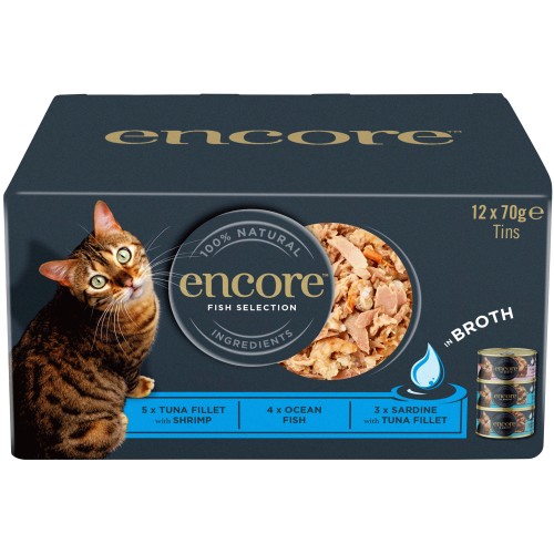 Encore Natural Fish Selection In Broth Cat Food Tins (12 x 70g)