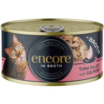 Encore Natural Wet Cat Food Tuna Fillet with Salmon in Broth Tin (16 x 70g)