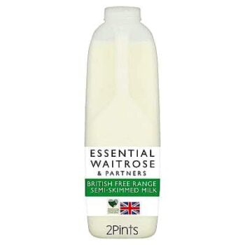 Essential British Free Range Semi-Skimmed Milk (2pts, 1.136l)
