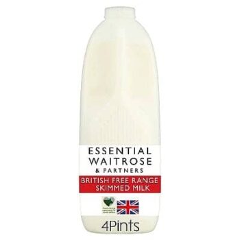Essential British Free Range Skimmed Milk (4pts, 2.272l)