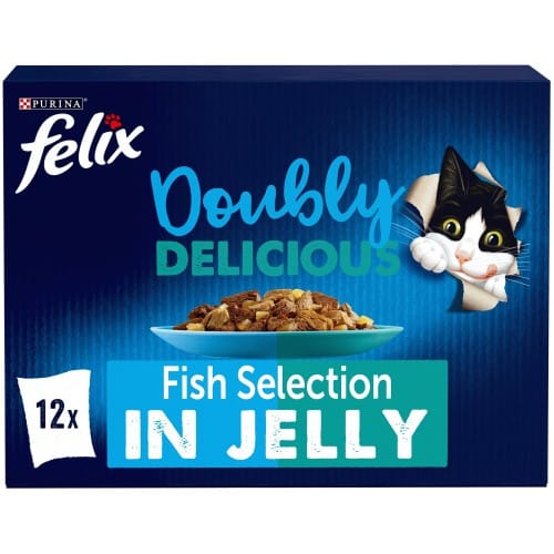 FELIX Doubly Delicious Fish Selection in Jelly Wet Cat Food (12 x 85g)