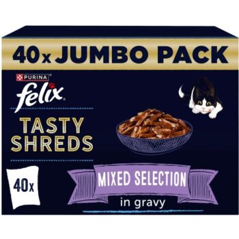 Felix Tasty Shreds Mixed Selection Cat Food Pouches (40 x 80g)