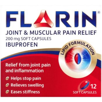 Flarin Joint & Muscular Pain Relief Ibuprofen Soft Capsules 12 Capsules (12 x 200mg)