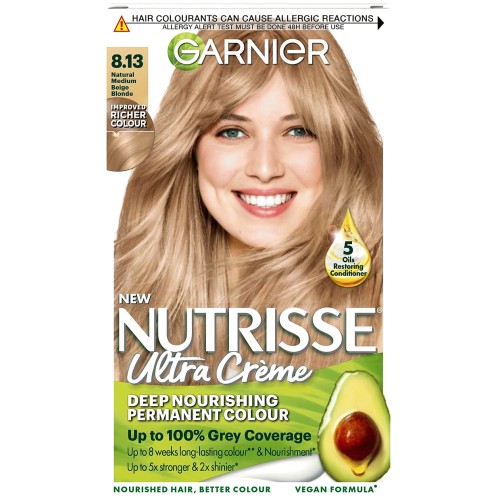 Garnier Nutrisse Natural Medium Beige Blonde 8.13 Permanent Hair Dye