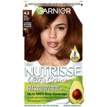 Garnier Nutrisse Permanent Hair Dye Dark Golden Brown 4.3 Cappuccino 4.3