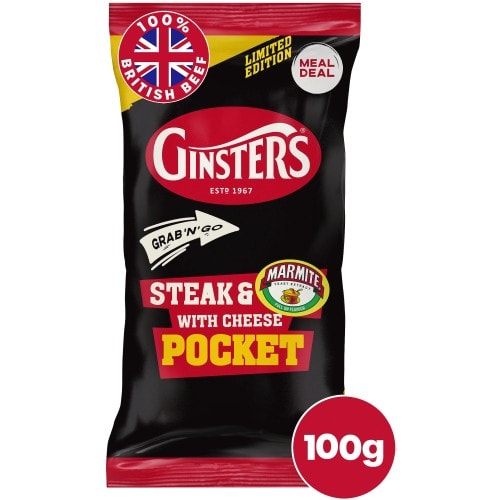 GINSTERS STEAK & MARMITE WITH CHEESE POCKET (100g)