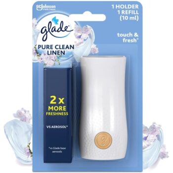 Glade Touch & Fresh Holder & Refill Clean Linen Bathroom Air Freshener (10ml)
