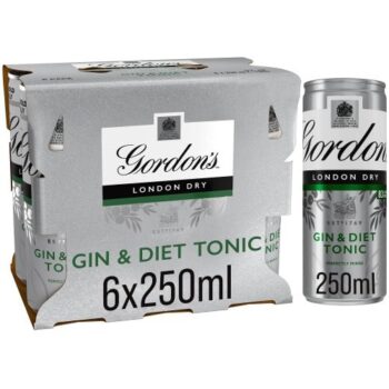 Gordon's London Dry Gin & Diet Tonic Ready To Drink 5% Vol Cans (6 x 250ml)