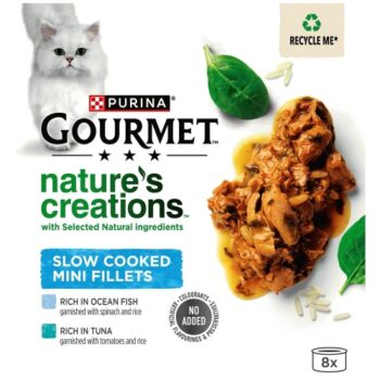 Gourmet Nature's Creations Slow Cooked Mini Fillets Fish Selection in Gravy Cat Food (8 x 85g)