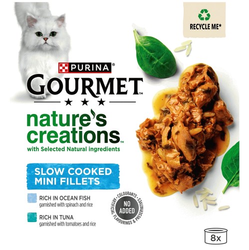 Gourmet Nature's Creations Slow Cooked Mini Fillets Fish Selection in Gravy Cat Food (8 x 85g)