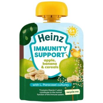 Heinz Baby Food Apple Banana & Cereals Immunity Support Pouch 6+ Months (85g)