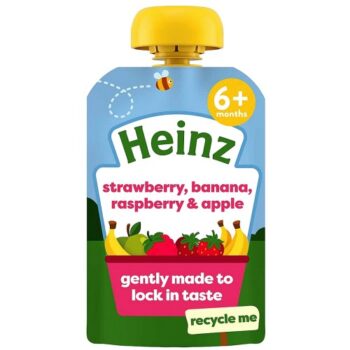 Heinz Fruit Pouch Strawberry Banana Raspberry & Apple 6+ Months Baby Food (100g)