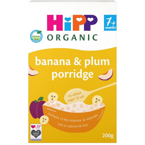 Hipp Organic Banana & Plum Porridge Baby Cereal 7+ Months (200g)