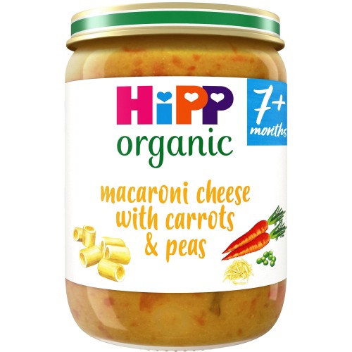 Hipp Organic Macaroni Cheese with Carrots & Peas Baby Food Jar 7+ Months (190g)