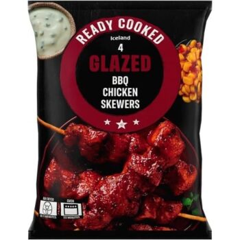 Iceland Ready Cooked 4 BBQ Glazed Chicken Skewers (340g)