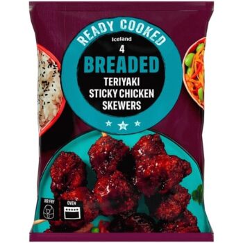 Iceland Ready Cooked 4 Breaded Teriyaki Sticky Chicken Skewers