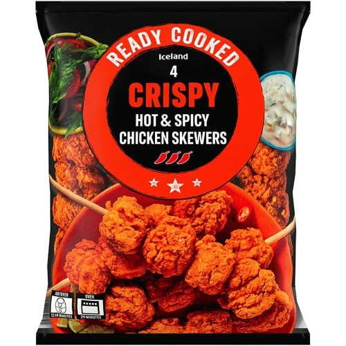 Iceland Ready Cooked 4 Crispy Hot & Spicy Chicken Skewers (400g)