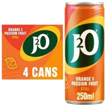 J2O Orange & Passion Fruit Juice Drink Cans 4x250 (4 x 250ml)