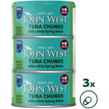 John West No Drain Tuna Chunks with a Little Spring Water MSC (3 x 100g)