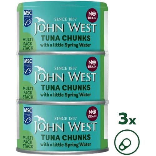 John West No Drain Tuna Chunks with a Little Spring Water MSC (3 x 100g)