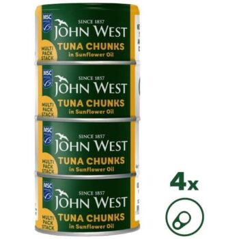 John West Tuna Chunks in Sunflower Oil (102g drained) (4 x 125g)